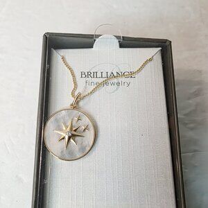 Mother of Pearl North Star Pendant Sterling Silver 14Kt Gold Plate Necklace